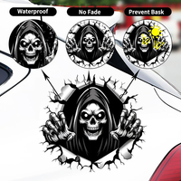 Halloween Horreur 3D Crâne de Fantôme Cassé Autocollant Mural en Vinyle Décoratif Imperméable pour Voiture