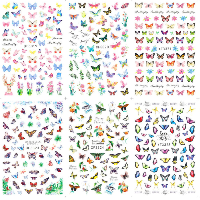 3d Butterfly Nail Sticker Decals Different Color Nail Butterfly Decals Colorful Nail Material 