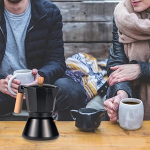 Nouveau design minimaliste café brassage aluminium <span class=keywords><strong>Moka</strong></span> Pot <span class=keywords><strong>Induction</strong></span> table de cuisson manche en bois épaissi noir <span class=keywords><strong>Moka</strong></span> Pot - Product Image 6