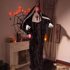 Fantasma Colgante de Halloween con Ojos Brillantes, Decoración de Atmósfera de Terror, Linterna de Mano con Forma de Caballo, Demonio Blanco y Negro, Monja - Product Image 1