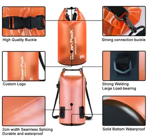 Özel Logo kuru çuval açık spor plaj şeffaf okyanus paketi su geçirmez yüzme sırt çantası açık yürüyüş ıslak su geçirmez çanta