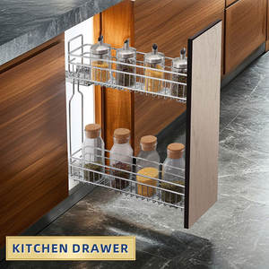 אחסון מטבח צדדי נשלף סל תיל מתכת בארונות דלת הזזה סִגְנוֹן עיצוב מודרני שימוש בחדר אמבטיה ידידותי לסביבה - Product Image 2