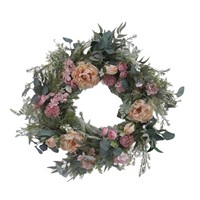 Couronne de fleurs artificielles en tissu de soie de style européen, roses et lotus, pour décoration murale ou de porte de mariage, vente en gros