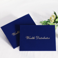 Benutzer definierte Goldfolie transparente Acryl Hochzeits einladung karte mit benutzer definierten LOGO Navy Velvet Envelope