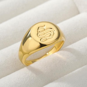Personalizado de viejo inglés font alfabeto carta láser grabado anillo de sello de oro de diseño anillos inicial - Product Image 3