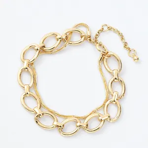 Trendy Verstelbare Gelaagde Chain Link 18K Vergulde Sieraden Armband