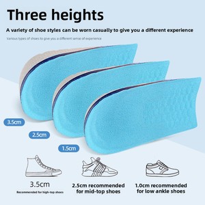 Demi-semelles intérieures en silicone pour hommes, coussin de talon invisible pour l'été confortable, semelles d'augmentation de hauteur de 1/2/3cm - Product Image 5
