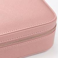 Étui à bijoux rose personnalisé avec logo d'usine, mini-organisateur de voyage portable avec rouleaux à bagues et crochets pour colliers, vente en gros