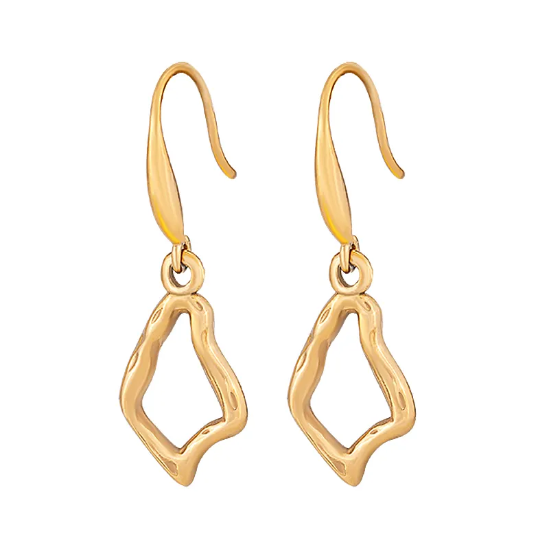 18K oro placcato Charm forma irregolare gioielli di moda orecchini in acciaio inox struttura cava goccia orecchino