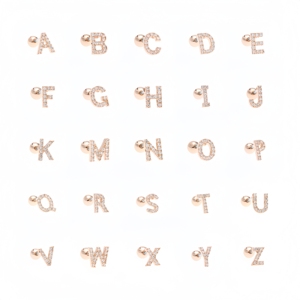Classic 26 English Letter Messing Ohr knochen nägel Kreative Kombination wörter Ohr zubehör Schraube Kugel Piercing Ohr stecker - Product Image 3