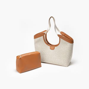 Woven <b>Straw</b> Tote <b>Bag</b> for Women Lightweight Shoulder Handbag Adjustable Strap Zipper Closure for Travel Daily Use - Product Image 4