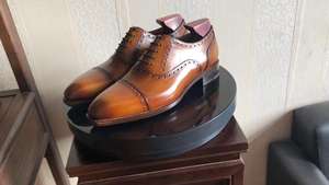 Squisita fattura <span class=keywords><strong>scarpe</strong></span> eleganti da <span class=keywords><strong>uomo</strong></span> Oxford in pura <span class=keywords><strong>pelle</strong></span> da <span class=keywords><strong>uomo</strong></span> in pizzo <span class=keywords><strong>marrone</strong></span> su misura Goodyear Welted <span class=keywords><strong>scarpe</strong></span> fatte a mano - Product Image 6