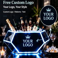 VipGeieium Nouveau Seau à Glace en Acrylique Personnalisé pour Bar et Club, Porte-Bouteilles de Bière, Seau à Champagne LED avec Lumière