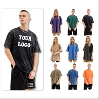 T-shirts vintage unis longs et surdimensionnés pour hommes/femmes, en coton, manches courtes, lavés à l'eau, style streetwear hip-hop