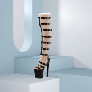 <span class=keywords><strong>8</strong></span> אינץ-20 ס "מ גלדיאטור פתוח הבוהן נשים אקזוטיות רקדן אקזוטי גודל גדול גודל גדול סקסי פטיש פלטפורמה מעל הברך מגפיים דק - Product Image 2