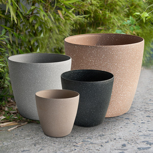 Plastic Pot Planter Outdoor Home Garden Plastic Resin Plant Pots Sandstone Finish Flower Pot Planters