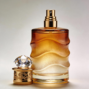 Botella de Perfume de Vidrio de Lujo con Forma de Ola, con Pulverizador Dorado, Botella de Perfume de Vidrio Vacía en Degradado Ámbar - Product Image 1