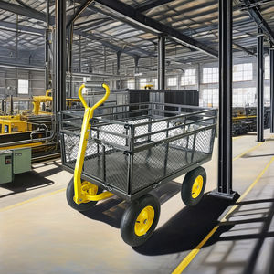 Chariot de jardin en métal en acier à poignée rotative à 180 ° Pneus de 13 pouces Capacité de 1000LBS Chariot à plate-forme à quatre roues personnalisable OEM - Product Image 3