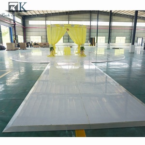 Pista de Baile Circular de Madera para Bodas y Fiestas, Panel de Pista de Baile Encastrable, Blanco Brillante, Portátil - Product Image 1