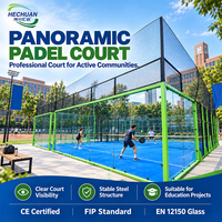 Terrain de padel panoramique extérieur Hechuan Green Steel Framed avec filet haut et visibilité claire conforme à la norme EN 12150 pour projets éducatifs