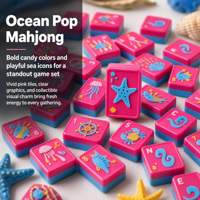 Jeu de Mahjong Américain à Motifs de Créatures Marines Imprimées en 3D, 160 Tuiles, PLA Solide, Écologique, Jeu de Société Éducatif pour la Famille