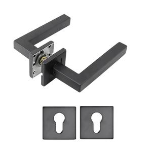 Fashion Design nero opaco copertura quadrata in acciaio inox zinco leva quadrata maniglia della porta interna contemporanea maniglia della porta - Product Image 2