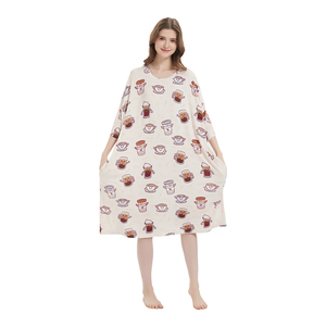 Manufacturer Plus Size Nightgown with Sleeves and Pocket Bamboo Sleep Tee Custom Oversized <strong>Tshirt</strong> Women - Product Image 4