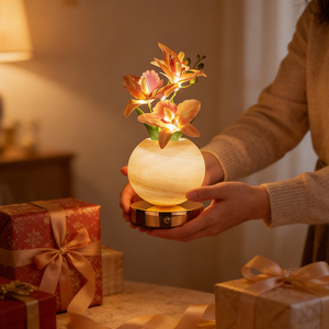 Lampe de nuit décorative à fleurs artificielles avec charge USB pour la chambre à coucher et le salon, décoration de la maison - Product Image 2
