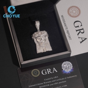 <b>Top</b> Quality 925 Sterling Silver Small Jesus Head Pendants Collection Hip Hop Iced Out Jewelry Unisex GRA Certificate - Product Image 6