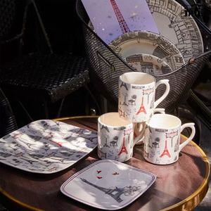 Vaisselle en <span class=keywords><strong>poterie</strong></span> peinte à la main, assiettes à dessert, plat <span class=keywords><strong>tour</strong></span> Eiffel de France avec logo personnalisé 1 pièce - Product Image 4