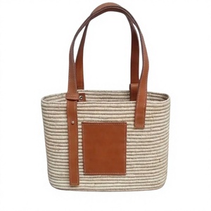 Sac de plage en raphia tissé personnalisé OEM avec monogramme, écologique, imperméable, grande capacité, deux bretelles, sac fourre-tout décontracté - Product Image 1