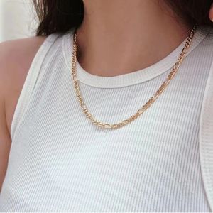 Collier pour femme et homme Xinfly Au750, bijoux simples, nouveau design, haute qualité, or véritable 18 carats, chaîne à maillons Figaro - Product Image 5