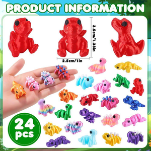 Colección de Animales de Dibujos Animados, Juego de 24 Piezas para Niños, Juguetes Articulados, Figuras de Dinosaurios de Plástico Coloridas - Product Image 3