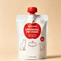 Sachet d'emballage personnalisé pour aliments humides pour animaux de compagnie, avec doublure en matériau CPP stérilisable, pochette souple à bec verseur et bouchon en forme de pomme