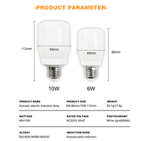 Bombilla LED inteligente de 6W/10W con tornillo E27 al por mayor con sensor de sonido y control de voz, Bombilla inteligente con sensor de movimiento y posición
