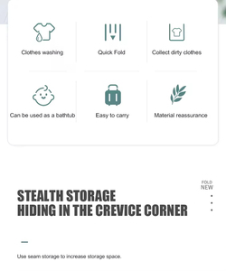 <span class=keywords><strong>Baignoire</strong></span> pliable pour bébé et animaux de compagnie, panier à linge pliable en plastique, seau multifonction pour trempage des pieds avec poignée, écologique - Product Image 4