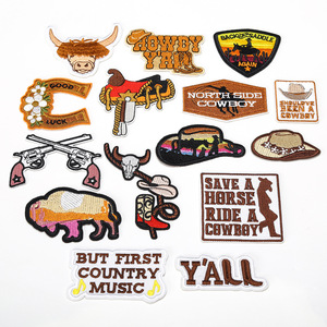 Howdy Yall Guangdong China Western Custom Embroidery Applique Patch Cap Men Iron On Faith Hat Patches For Hats - Product Image 4
