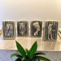 Nouveau Briquet à Essence Créatif et Original en Alliage de Zinc, Coupe-Vent, avec Roue d'Allumage en Relief Motif Pharaon, pour Cigares et Cigarettes