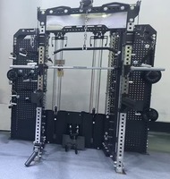 DINUO Rack de musculation multifonctionnel commercial avec Smith Machine, Crossover de câbles et Rack à squats, avec colonne de poids pour l'entraînement en salle de sport