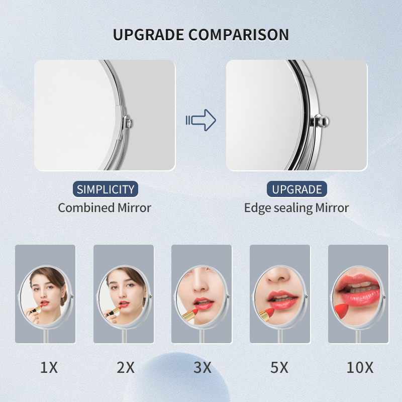 Clear Arylic With Metal Tabletop Makeup Mirror 360 Rotating Double-Sided Without Light Perfect for Dressing Room, Bathroom Use · image 3