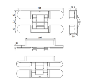 Modern Zinc Alloyconcealed Hinge 30x165mm Customized Logo Concealed 3d Adjustable Heavy Duty 80kg Door Bld-w165 180 Degree - Product Image 4
