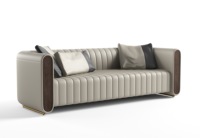 Ensemble de canapés modulaires en cuir véritable moderne avec pieds en métal pour bureau, hôtel, salon - Design écologique