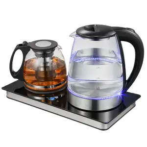 Europe and America 1.8L glass Kettle Tea Maker With 1.2L Glass Teapot Electric Kettle Tea Tray Glass teapot combination