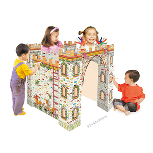 Grand château en <span class=keywords><strong>carton</strong></span> pour enfants, modèle de château en <span class=keywords><strong>carton</strong></span> à dessiner avec 6 pièces - Product Image 1