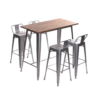 Restaurante al aire libre muebles de alta larga mesa de salón muebles de <span class=keywords><strong>bar</strong></span> mesa de <span class=keywords><strong>bar</strong></span> con sillas industrial mesa de <span class=keywords><strong>bar</strong></span> con sillas - Product Image 1