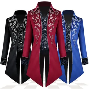 European and American new style Halloween tuxedo medieval retro mid-length punk men's coat