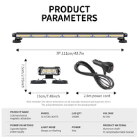 Barra de Luces Estroboscópicas de Emergencia para Techo de 43 Pulgadas, Doble Cara, Intermitente, Advertencia de Seguridad, Barra de Luces de Tráfico, Luz de Advertencia de Peligro, Luz para Quitanieves