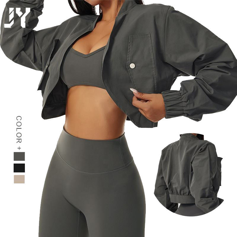 Joyyoung Fitness Women's Plus Size Seamless Four-Way Stretch Yoga Top Athletic Gym Outdoor Sports Jacket
