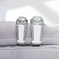 Bague pour homme en argent S925 avec pierre de moissanite créée en laboratoire Starsgem, couleur DEF, moissanite VVS, bague de fiançailles en argent