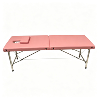 Table de massage pliable robuste à 2 sections, pieds en acier inoxydable, lit de spa portable pour massage